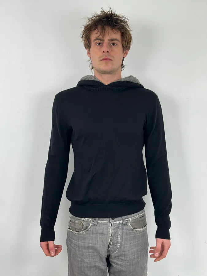AW2000 Dior Black Wool Double Hood Sweater NCAdMHV 1