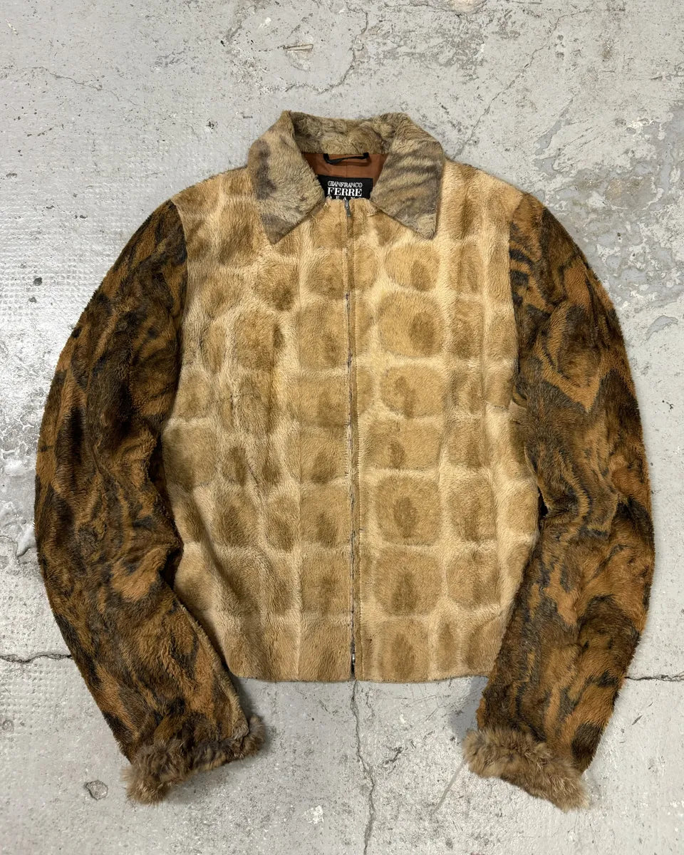 AW2000 Gianfranco Ferre Leopard Rabbit Fur Effect Jacket (XS) 0