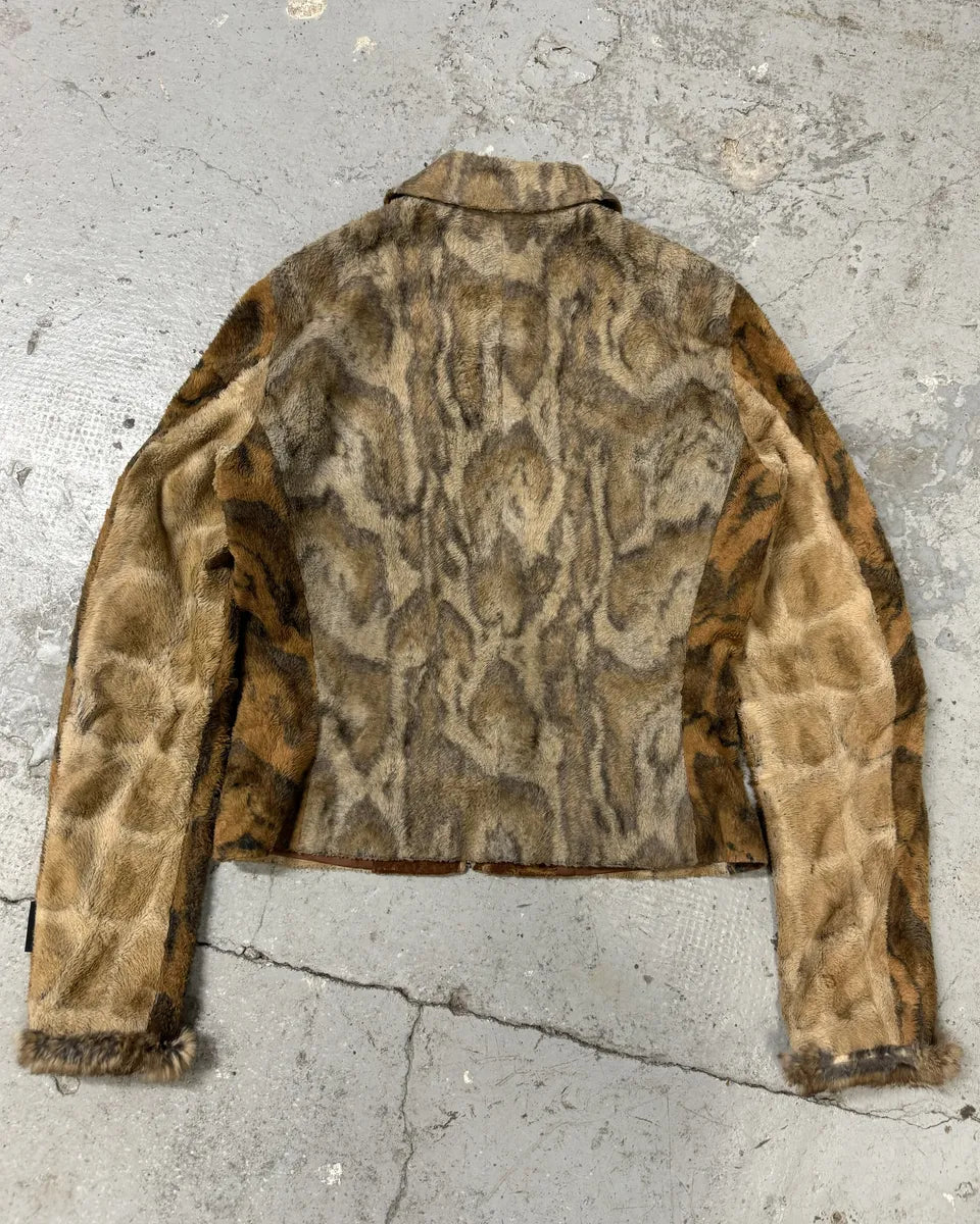 AW2000 Gianfranco Ferre Leopard Rabbit Fur Effect Jacket (XS) 1