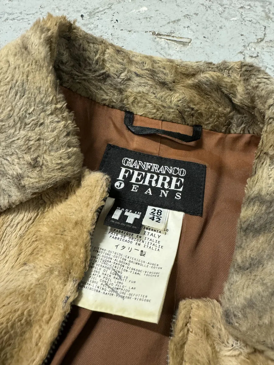 AW2000 Gianfranco Ferre Leopard Rabbit Fur Effect Jacket (XS) 10