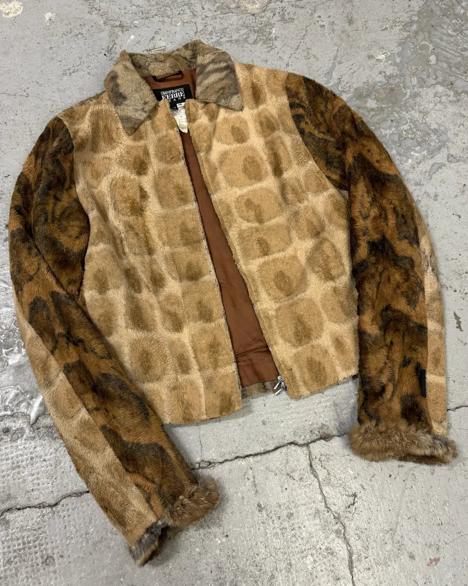 AW2000 Gianfranco Ferre Leopard Rabbit Fur Effect Jacket (XS) 2