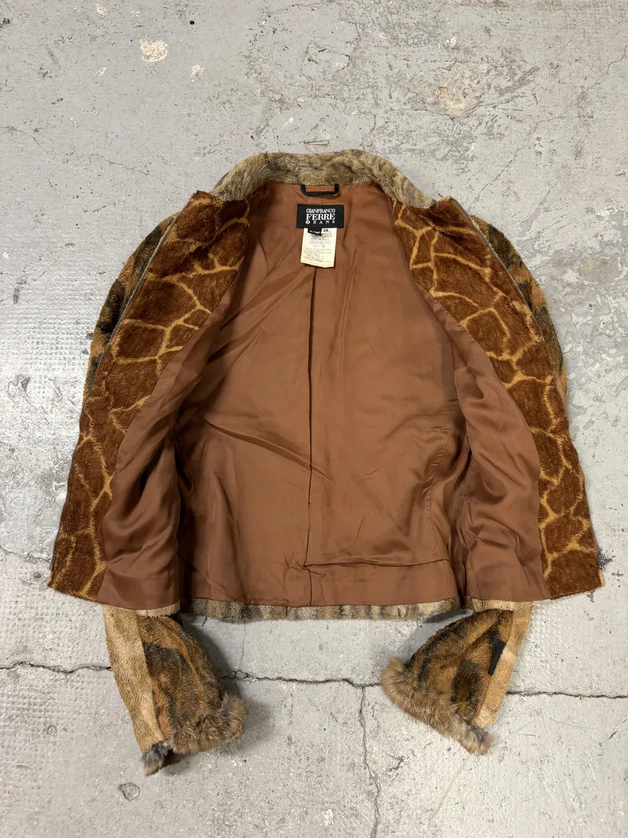 AW2000 Gianfranco Ferre Leopard Rabbit Fur Effect Jacket (XS) 6