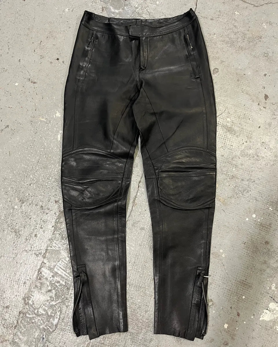 AW2000 Gucci Black Leather Biker Pants by Tom Ford (XS/S) GGprpdc 0