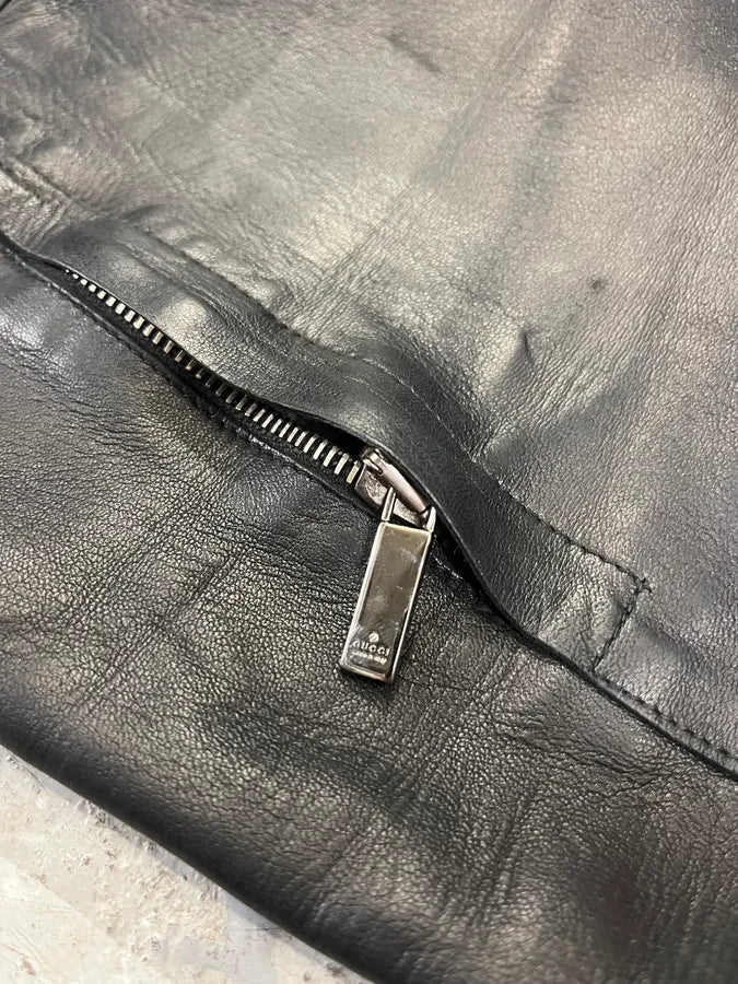 AW2000 Gucci Black Leather Biker Pants by Tom Ford (XS/S) GGprpdc 7