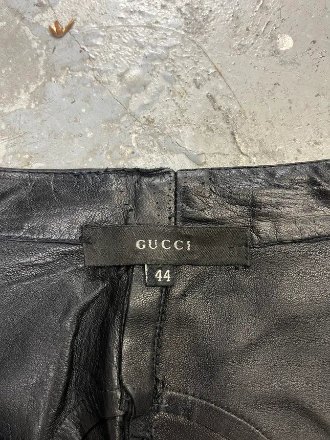 AW2000 Gucci Black Leather Biker Pants by Tom Ford (XS/S) GGprpdc 8