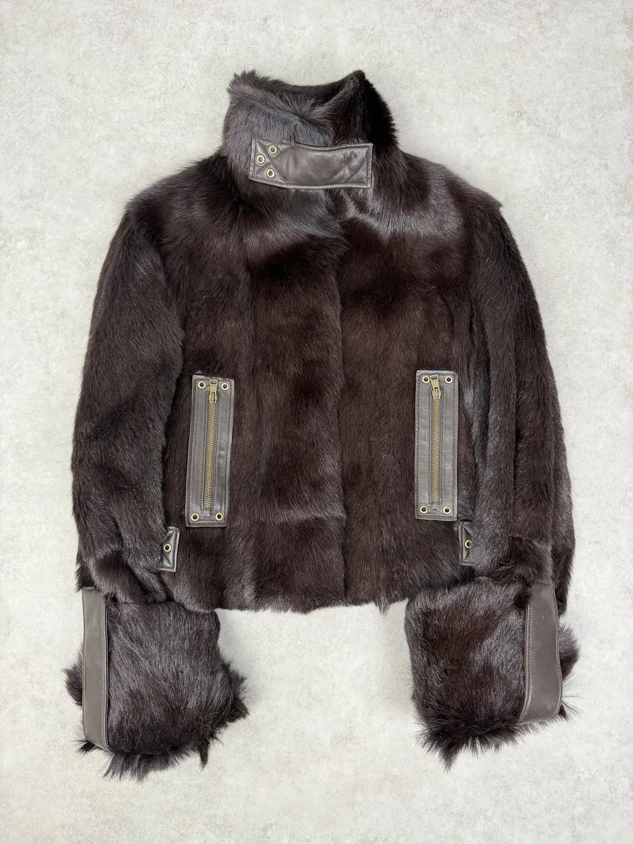 AW2000 Gucci Brown Marmot Fur Leather Jacket by Tom Ford ArYPYMs 0