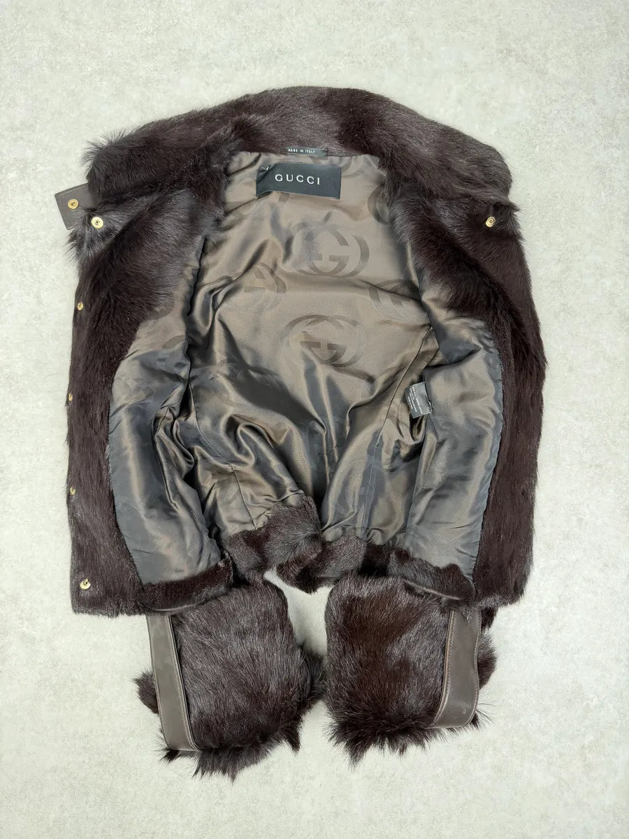 AW2000 Gucci Brown Marmot Fur Leather Jacket by Tom Ford ArYPYMs 12