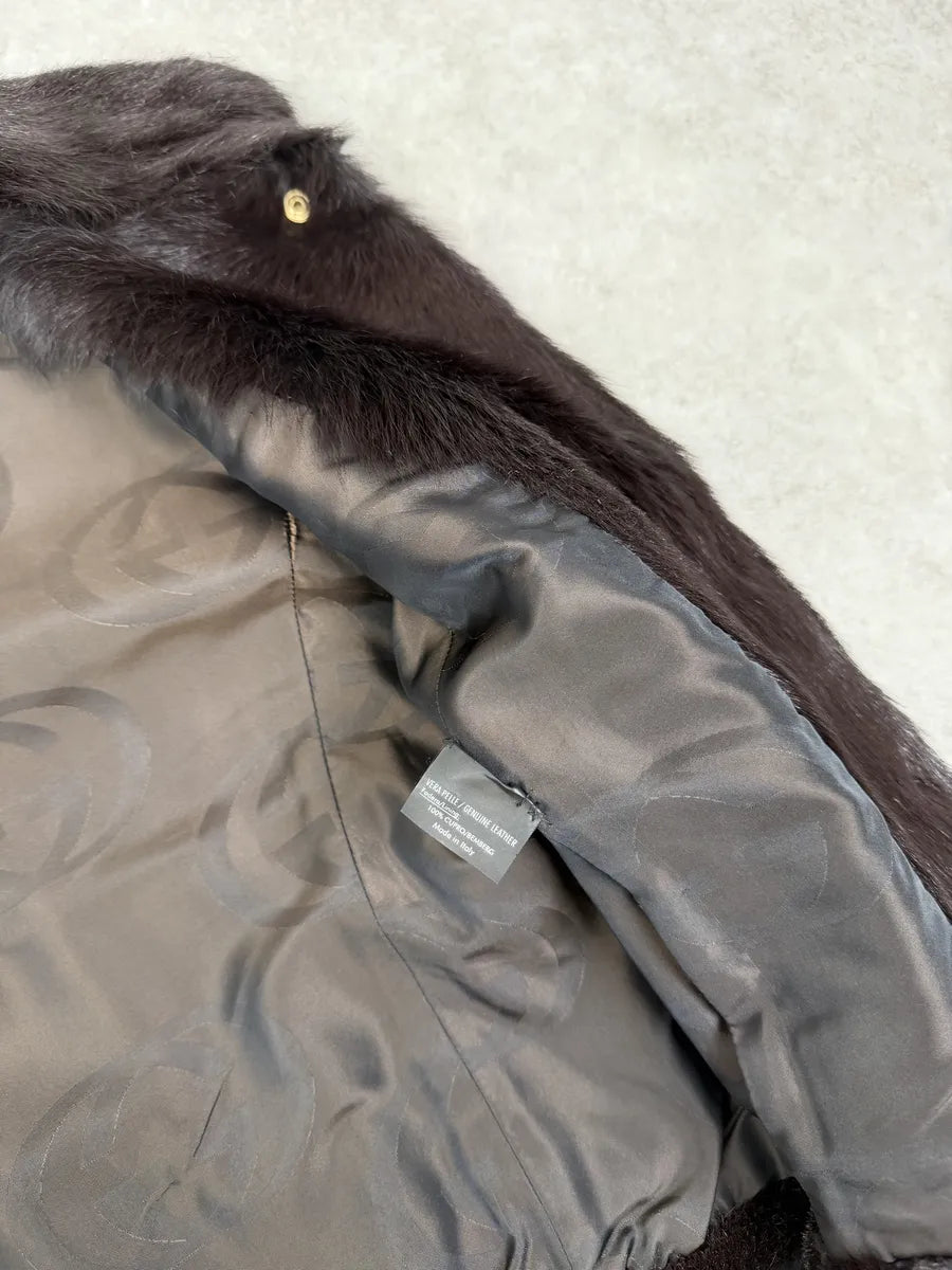 AW2000 Gucci Brown Marmot Fur Leather Jacket by Tom Ford ArYPYMs 14