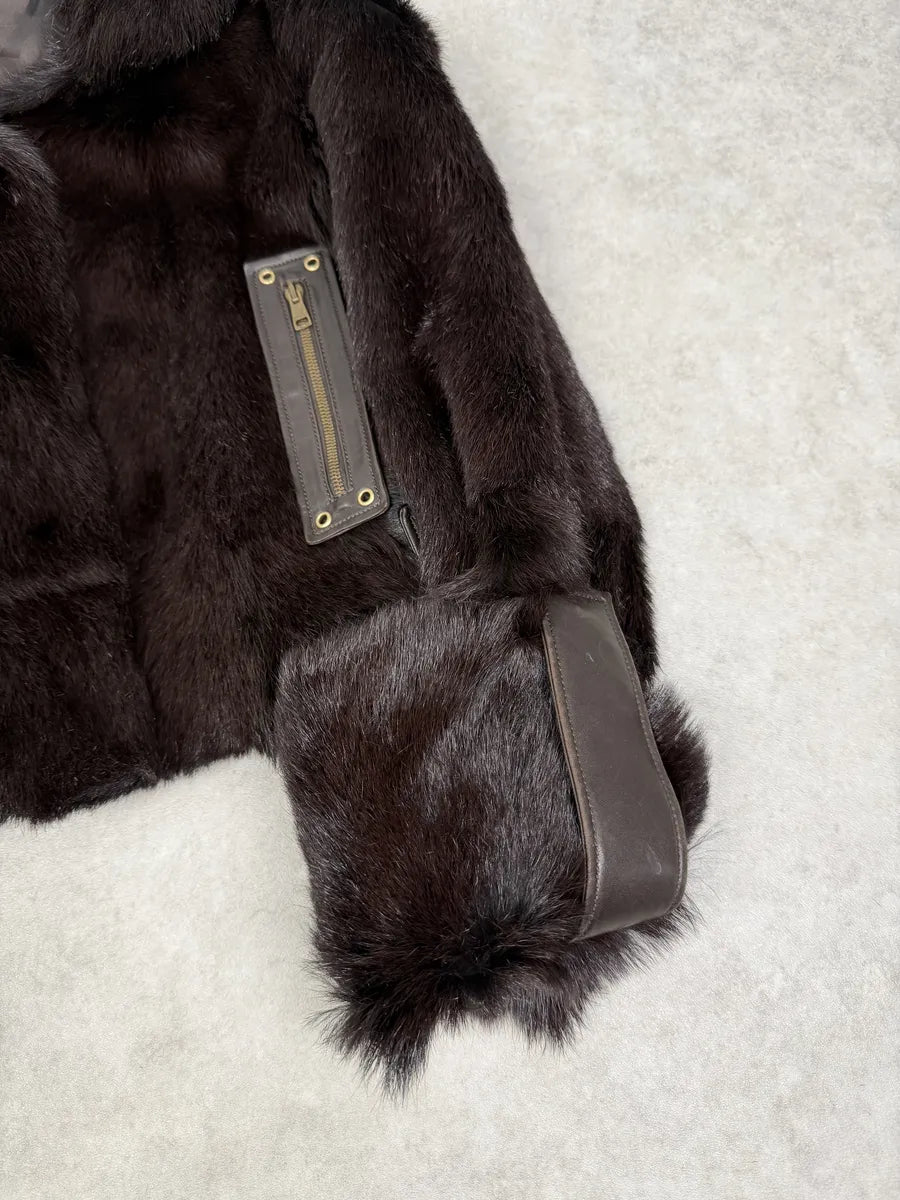 AW2000 Gucci Brown Marmot Fur Leather Jacket by Tom Ford ArYPYMs 17