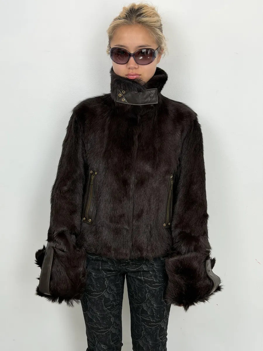 AW2000 Gucci Brown Marmot Fur Leather Jacket by Tom Ford ArYPYMs 3