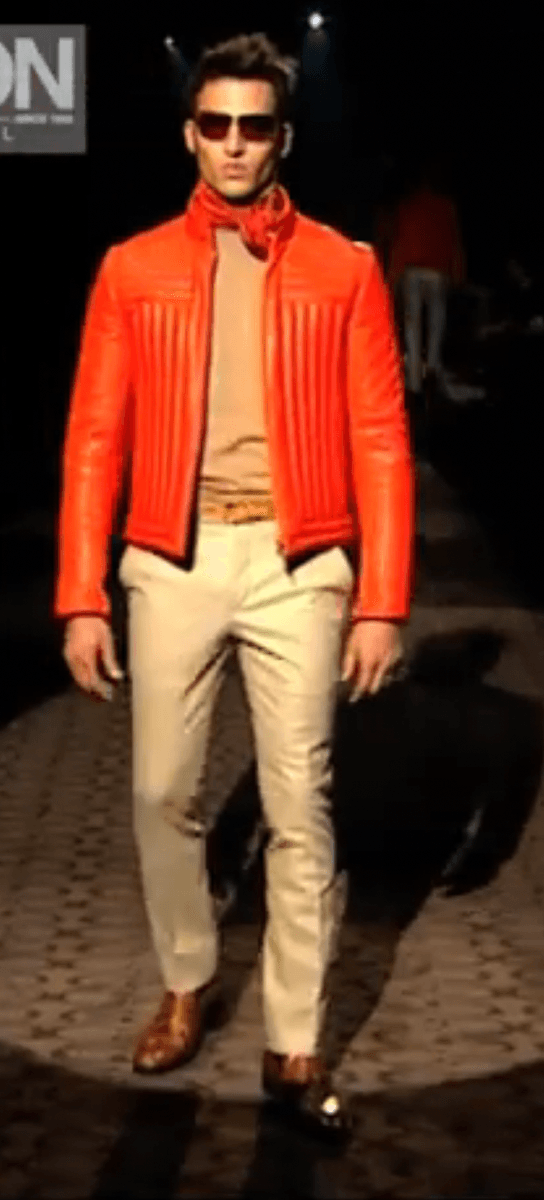 AW2000 Gucci Orange Leather Quilted Biker Leather Jacket by Tom Ford BLNDUwV 1