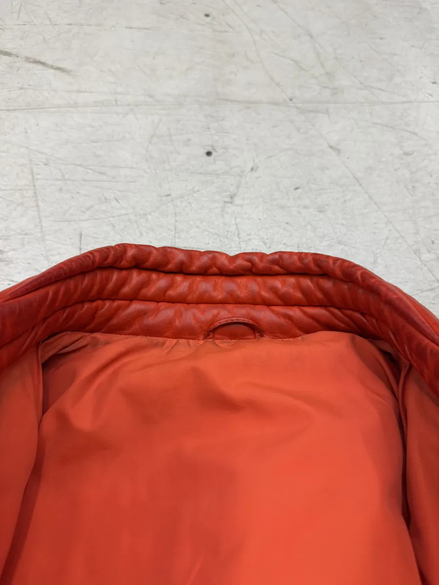 AW2000 Gucci Orange Leather Quilted Biker Leather Jacket by Tom Ford BLNDUwV 11