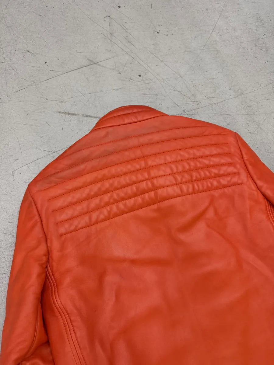 AW2000 Gucci Orange Leather Quilted Biker Leather Jacket by Tom Ford BLNDUwV 16