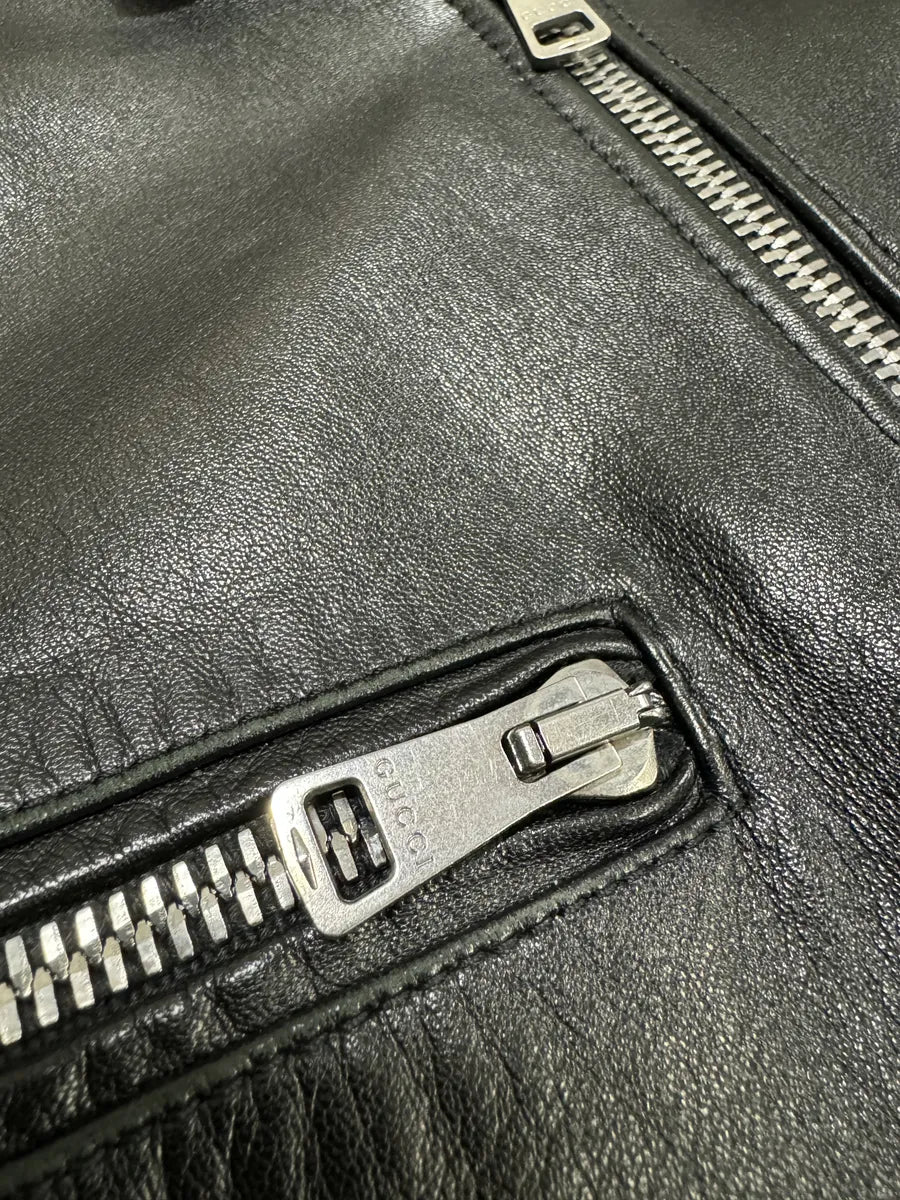 AW2000 Gucci Premium Leather Biker Jacket by Tom Ford (L) 9