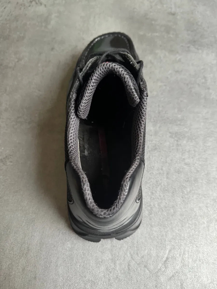 AW2000 Prada Cozy Black Mesh Leather Derby Shoes oKRZtGv 3