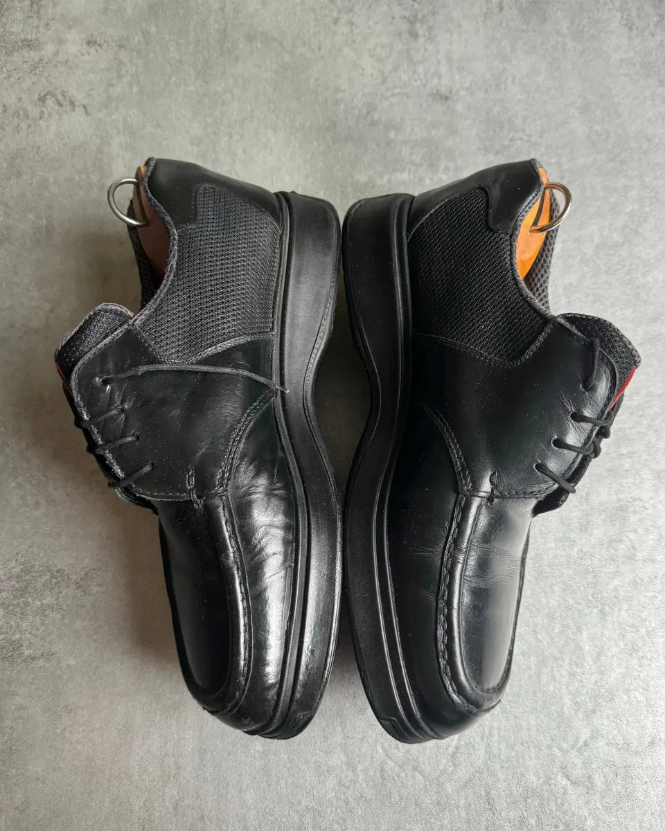 AW2000 Prada Cozy Black Mesh Leather Derby Shoes oKRZtGv 8