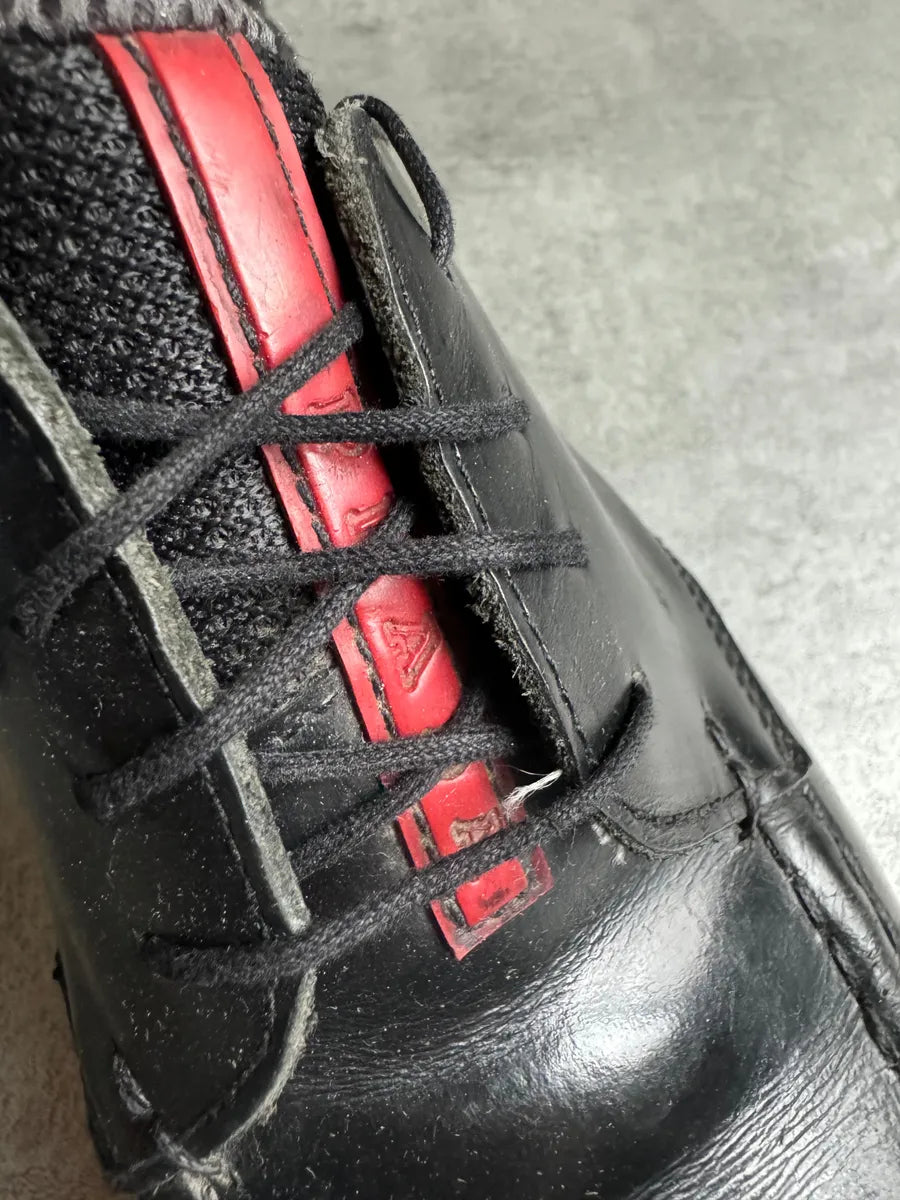 AW2000 Prada Cozy Black Mesh Leather Derby Shoes oKRZtGv 9