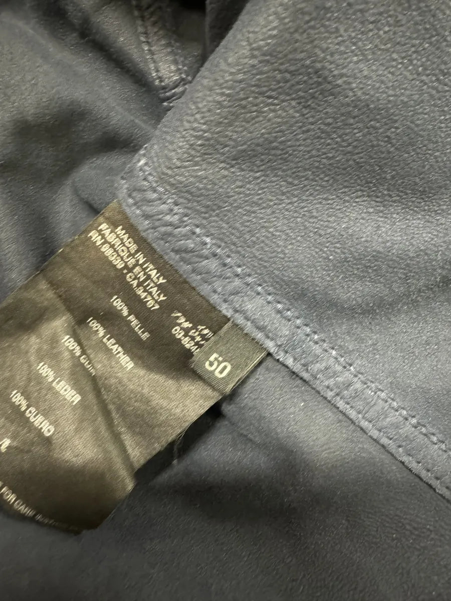 AW2000 Prada Navy Minimalist Biker Leather Jacket (M) 8