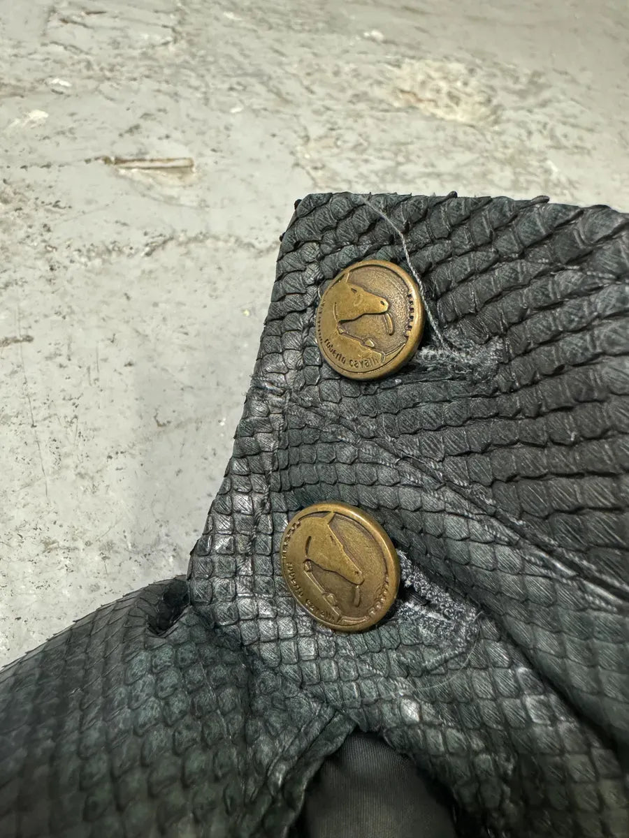 AW2000 Roberto Cavalli Asymmetrical Ninja Python Dark Green Puffer Leather Jacket VkeRIbC 10