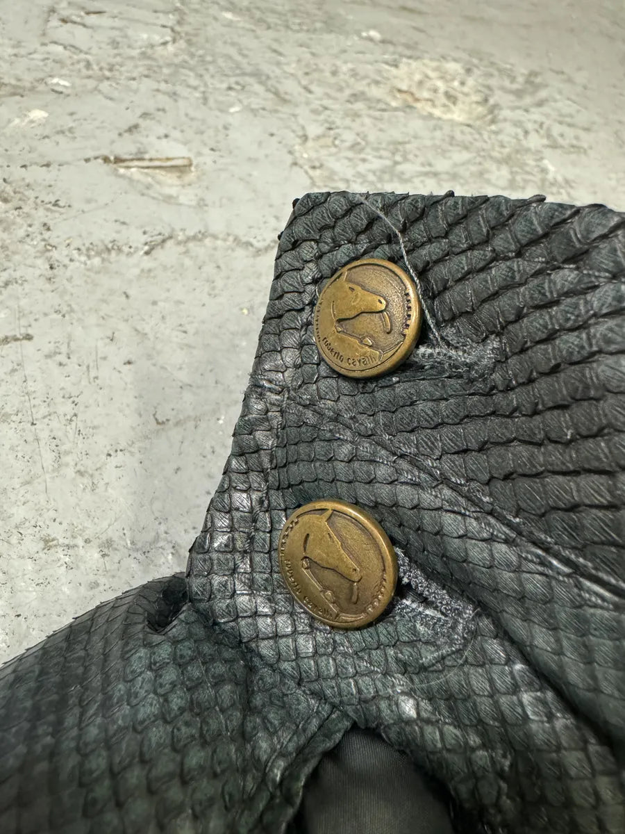 AW2000 Roberto Cavalli Asymmetrical Ninja Python Dark Green Puffer Leather Jacket VkeRIbC 10