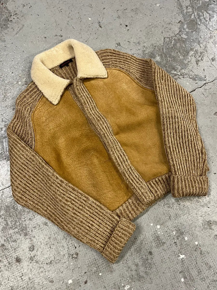 AW2000 Roberto Cavalli Beige Leather & Wool Jacket (L) zWxtsIY 4