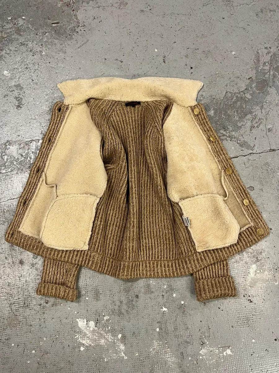 AW2000 Roberto Cavalli Beige Leather & Wool Jacket (L) zWxtsIY 9