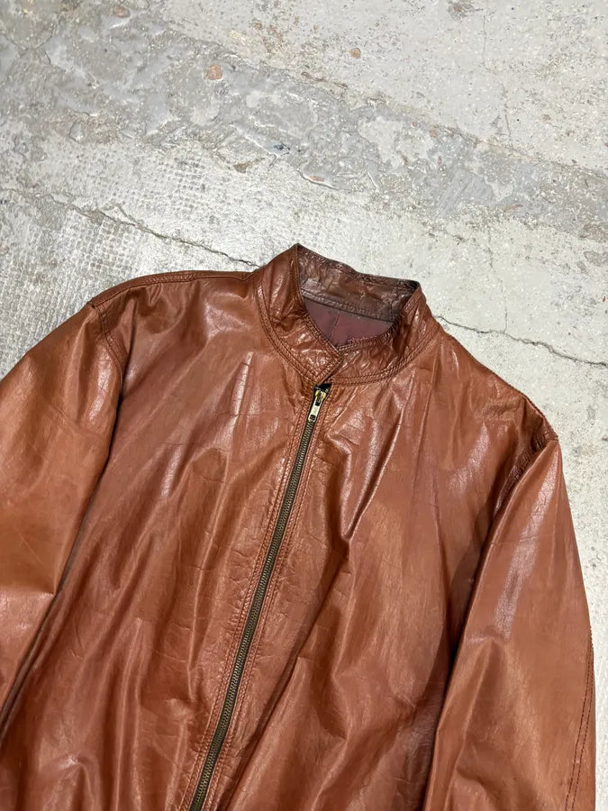 AW2000 Roberto Cavalli Biker Brown Leather Jacket HhpQIMl 3