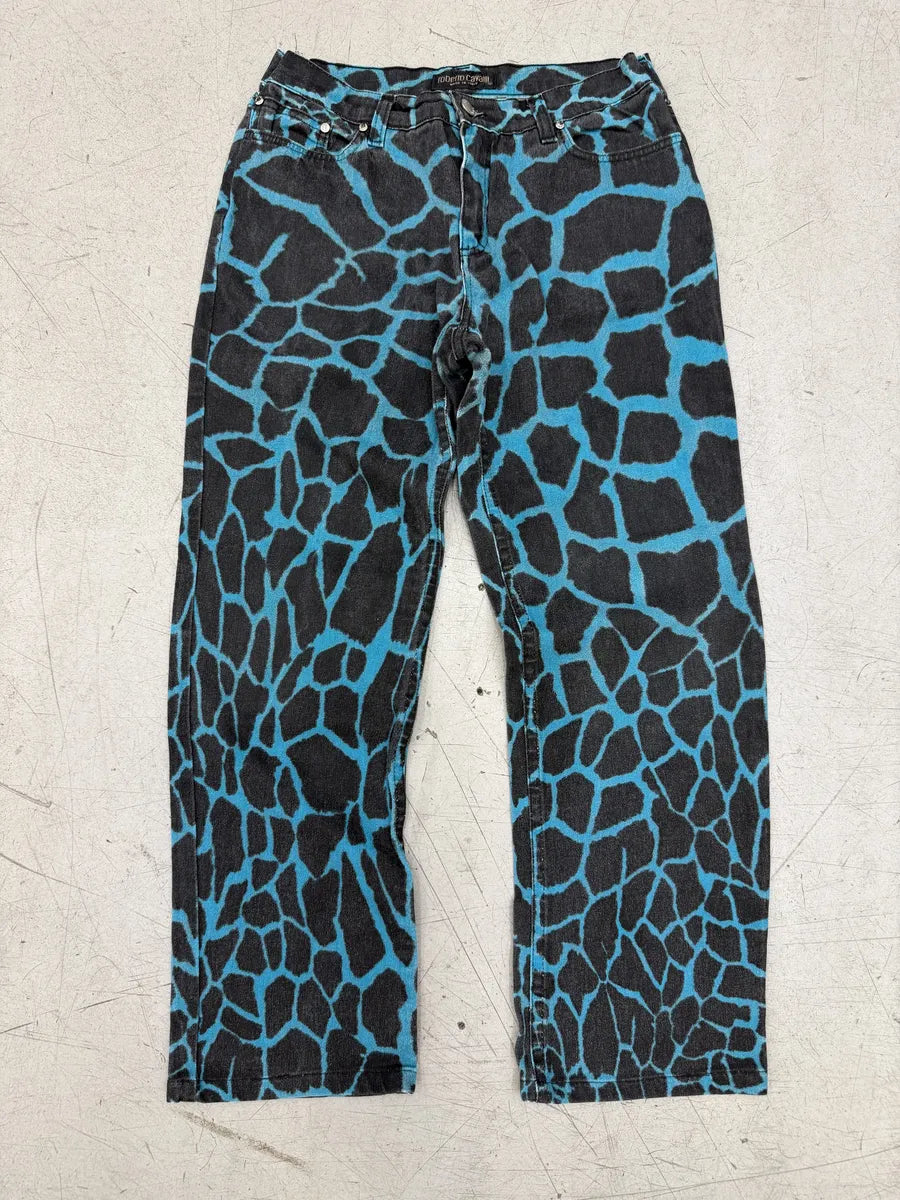 AW2000 Roberto Cavalli Blue Seisma Giraffe Denim Jeans nrjxGUs 0