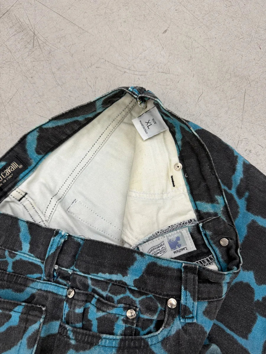 AW2000 Roberto Cavalli Blue Seisma Giraffe Denim Jeans nrjxGUs 7