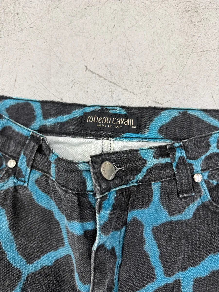 AW2000 Roberto Cavalli Blue Seisma Giraffe Denim Jeans nrjxGUs 8