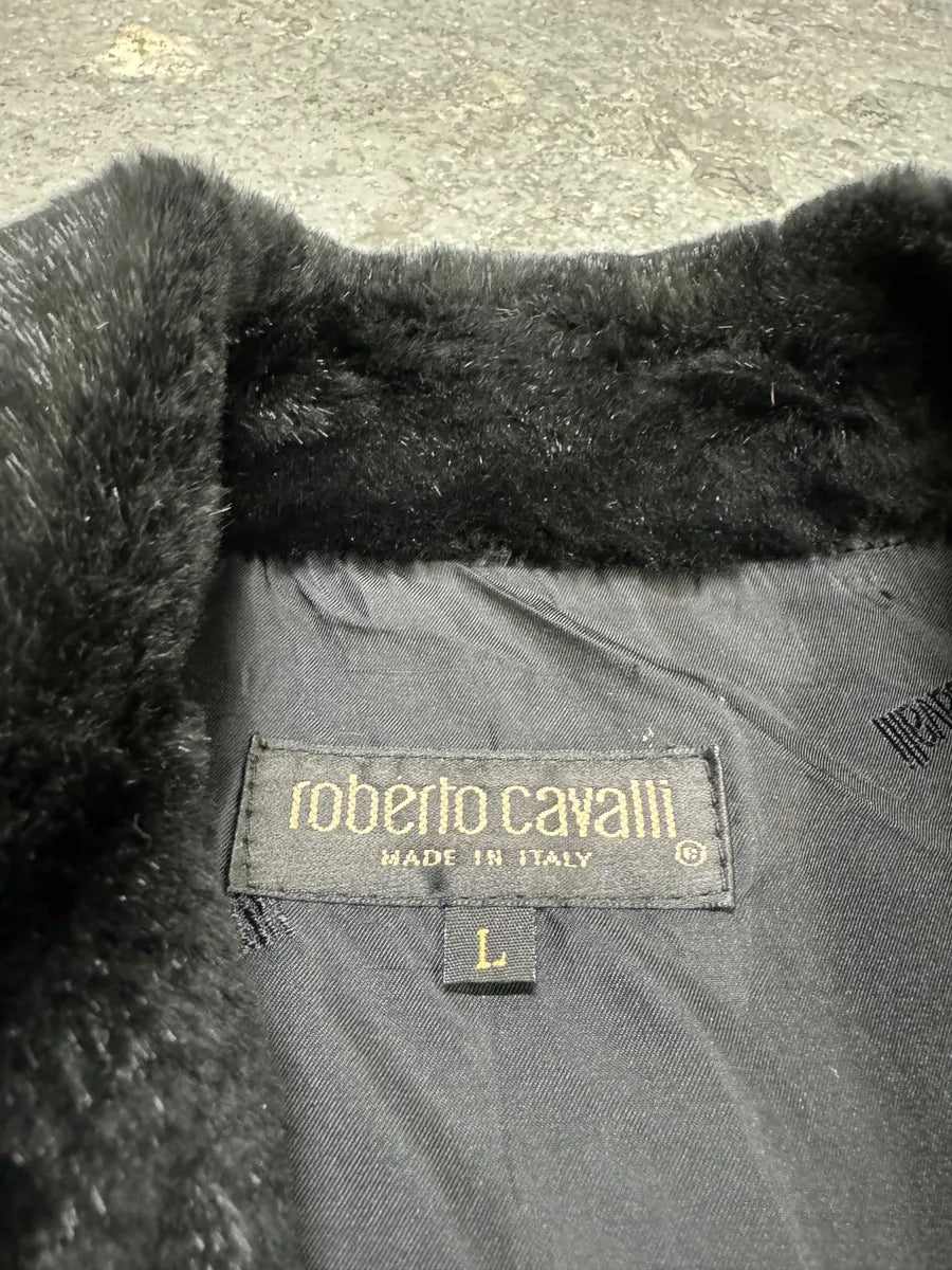 AW2000 Roberto Cavalli Bones Arms Fur & Python Effect Leather Asymmetrical Jacket (M/L) 9