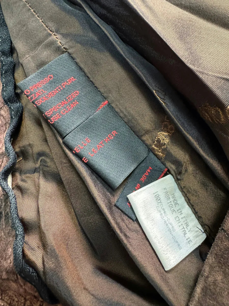 AW2000 Roberto Cavalli Brown Eroded Burnt Leather Pants vbxlbqn 8