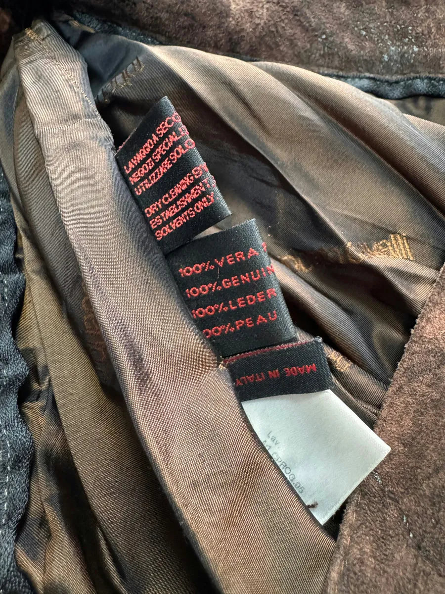 AW2000 Roberto Cavalli Brown Eroded Burnt Leather Pants vbxlbqn 9