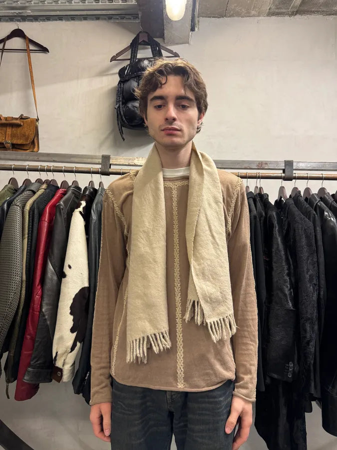 AW2000 Roberto Cavalli Cream Savage Safari Wool Scarf TUHyBvK 0