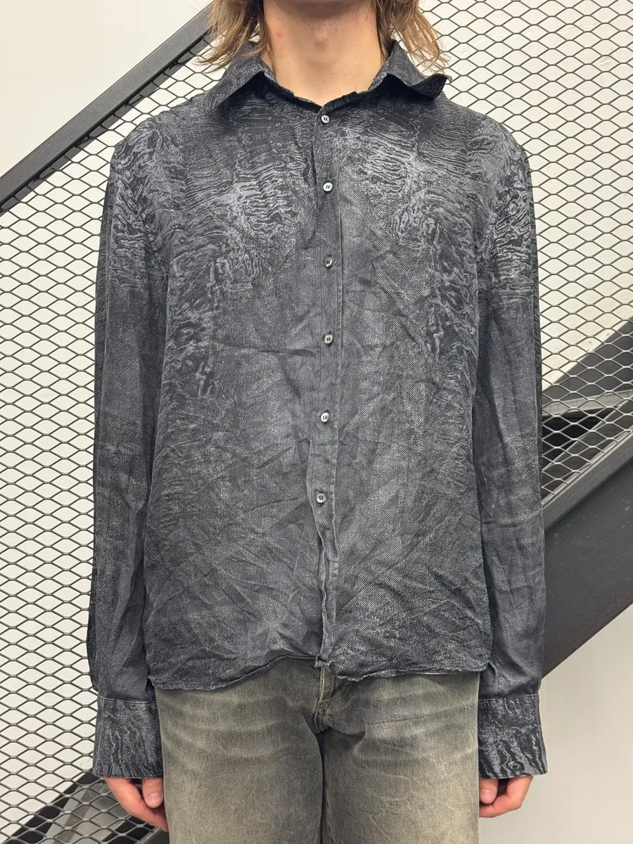 AW2000 Roberto Cavalli Earth Erosion Dark Grey Silk Shirt osXQCUP 1