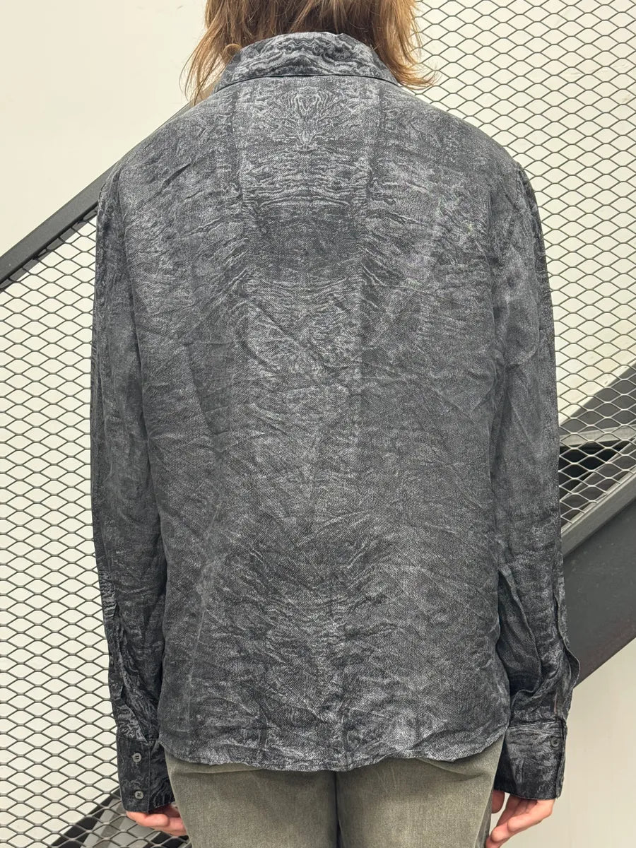 AW2000 Roberto Cavalli Earth Erosion Dark Grey Silk Shirt osXQCUP 2