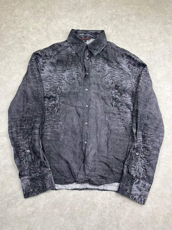 AW2000 Roberto Cavalli Earth Erosion Dark Grey Silk Shirt osXQCUP 3