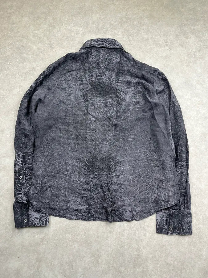 AW2000 Roberto Cavalli Earth Erosion Dark Grey Silk Shirt osXQCUP 6