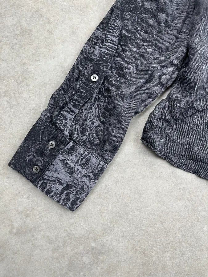 AW2000 Roberto Cavalli Earth Erosion Dark Grey Silk Shirt osXQCUP 7
