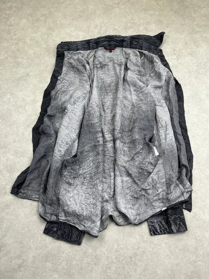 AW2000 Roberto Cavalli Earth Erosion Dark Grey Silk Shirt osXQCUP 8