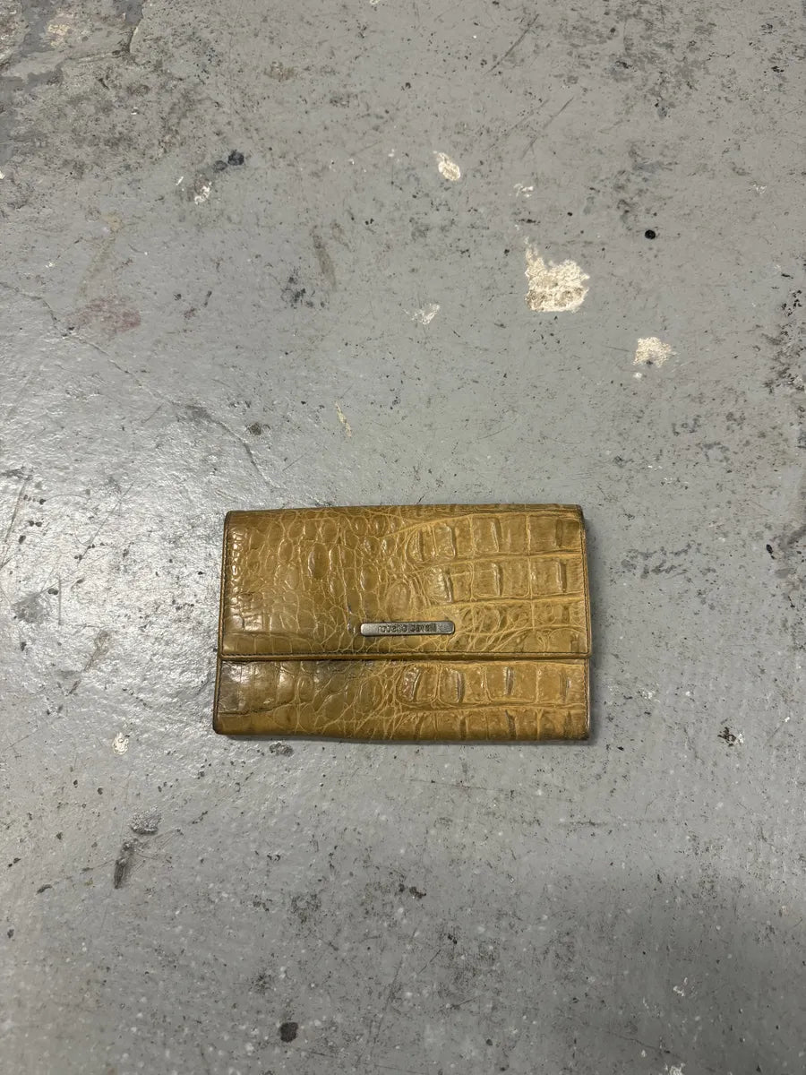 AW2000 Roberto Cavalli Embossed Crocodile Leather Effect Gold Wallet (OS) 4