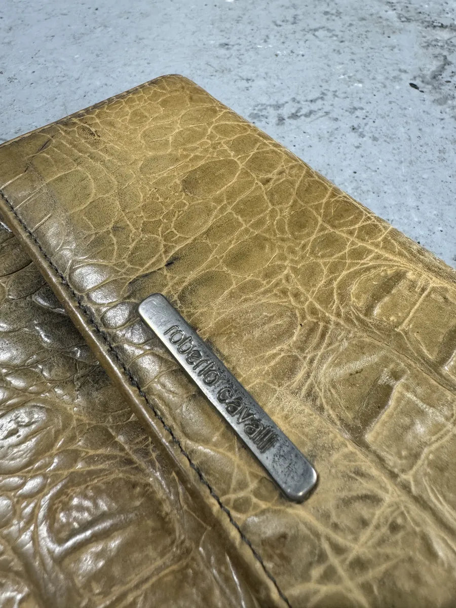AW2000 Roberto Cavalli Embossed Crocodile Leather Effect Gold Wallet (OS) 5