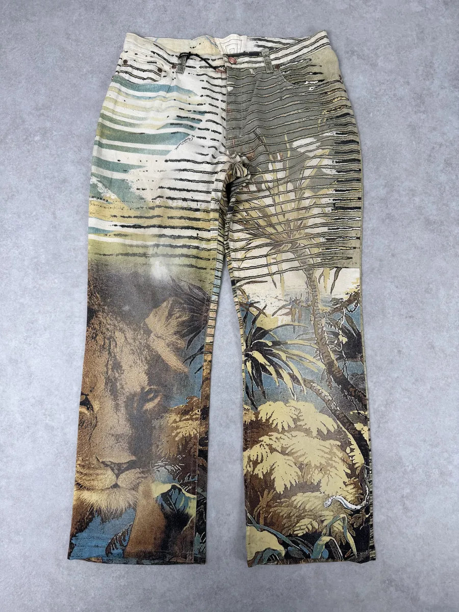 AW2000 Roberto Cavalli Lion Summer Jungle Pants XFOEOvw 0