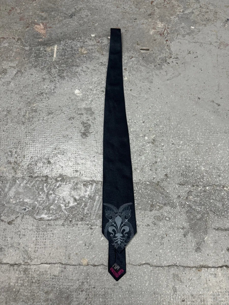 AW2000 Roberto Cavalli Navy Crocodile Effect Dragon Tie (OS) 0