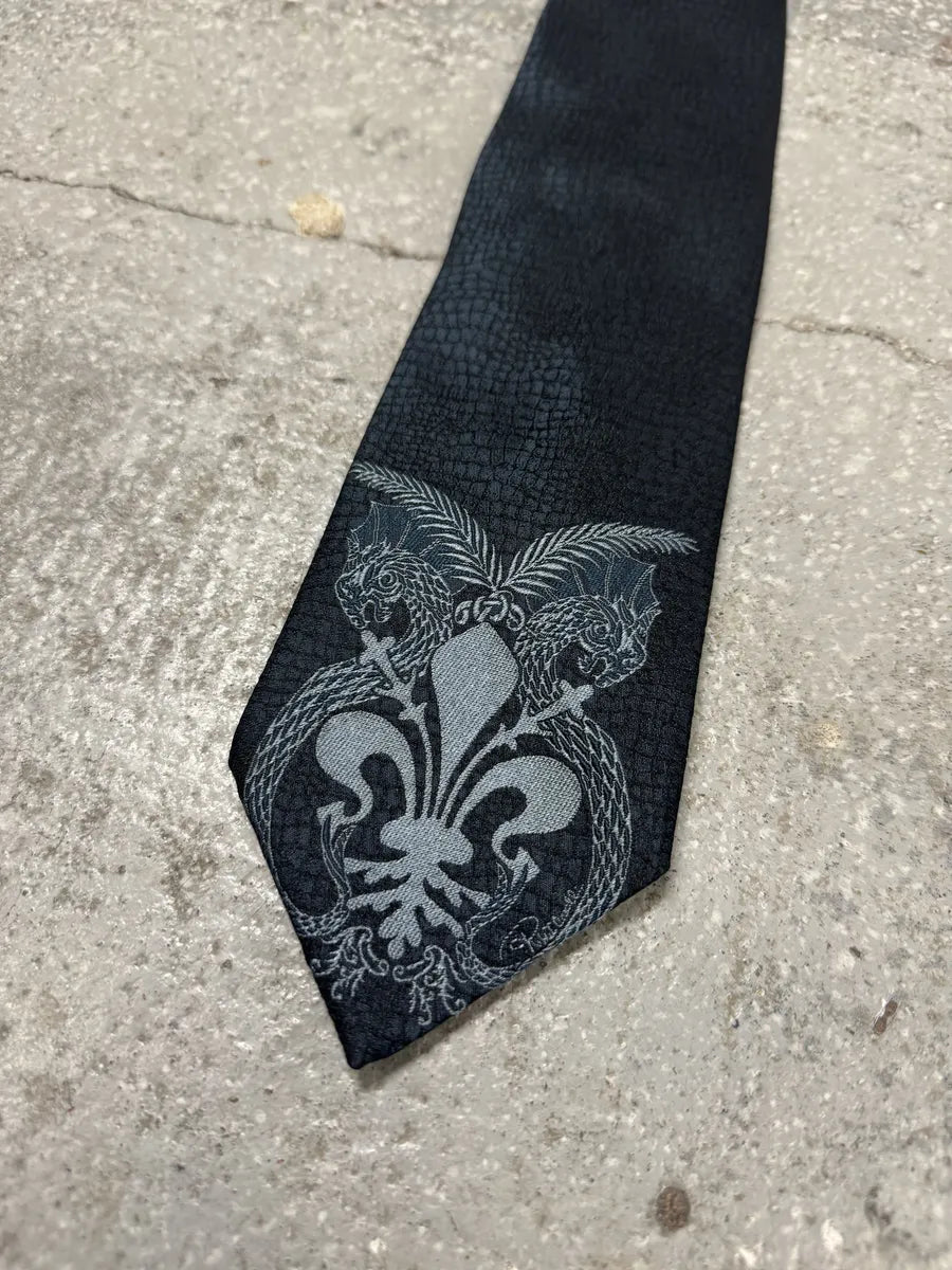 AW2000 Roberto Cavalli Navy Crocodile Effect Dragon Tie (OS) 1