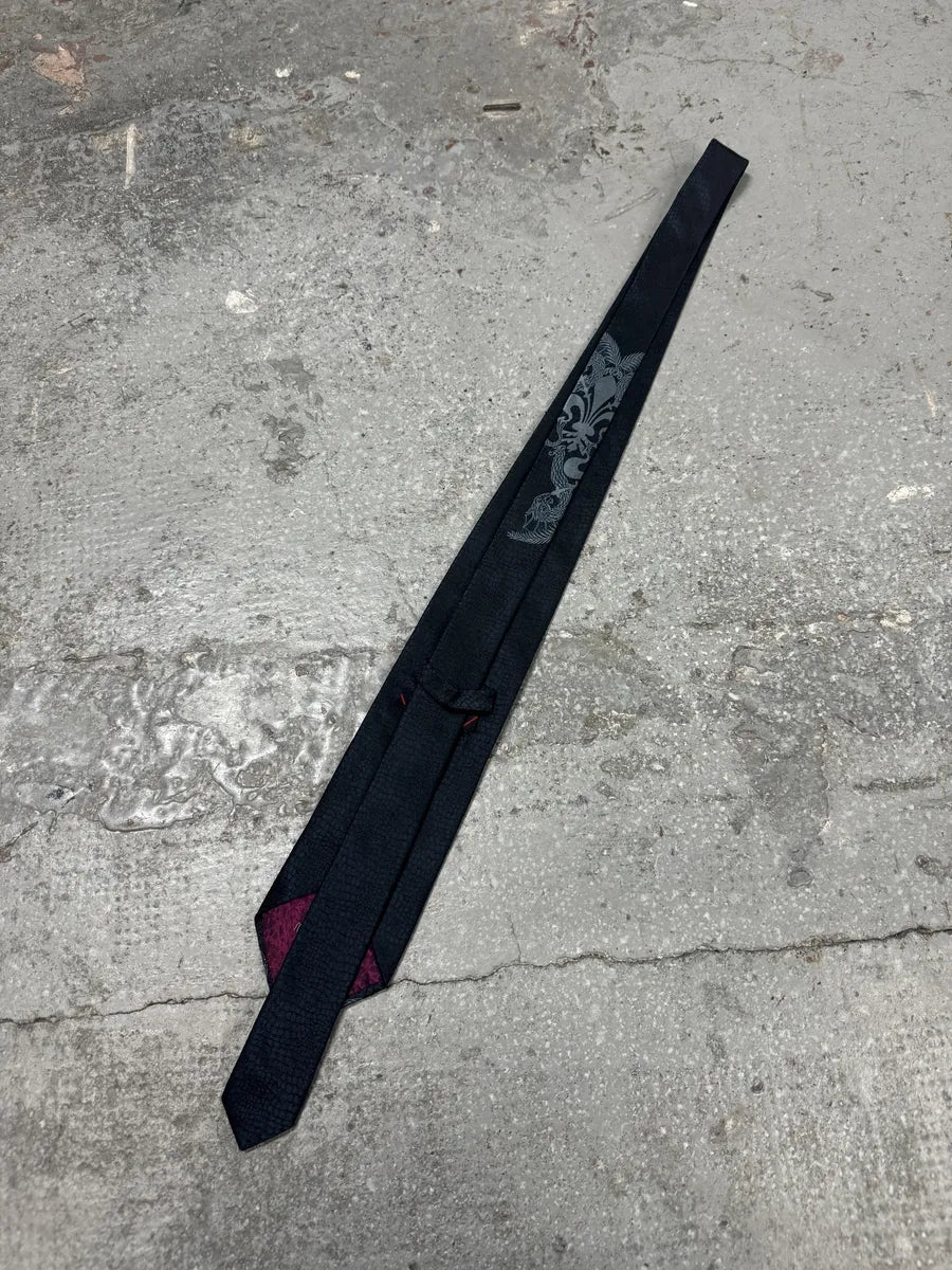 AW2000 Roberto Cavalli Navy Crocodile Effect Dragon Tie (OS) 2