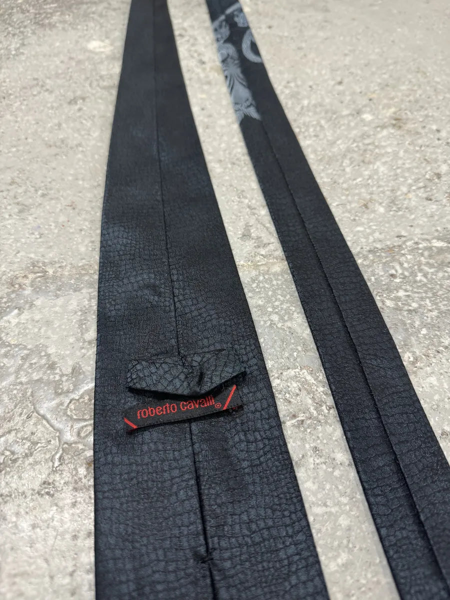 AW2000 Roberto Cavalli Navy Crocodile Effect Dragon Tie (OS) 3