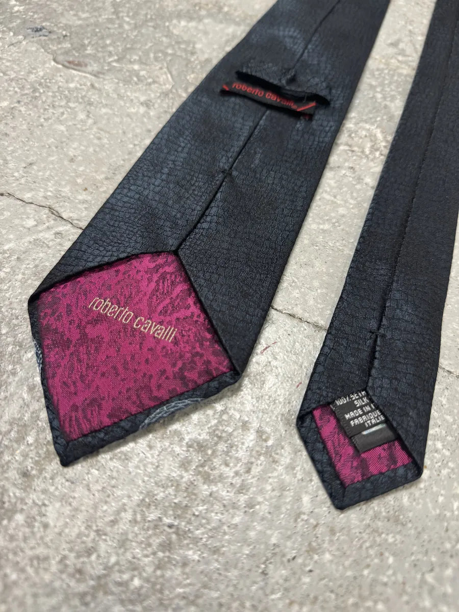 AW2000 Roberto Cavalli Navy Crocodile Effect Dragon Tie (OS) 4