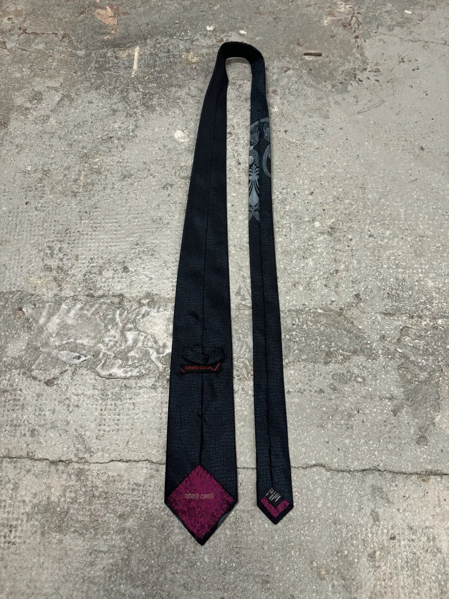 AW2000 Roberto Cavalli Navy Crocodile Effect Dragon Tie (OS) 5