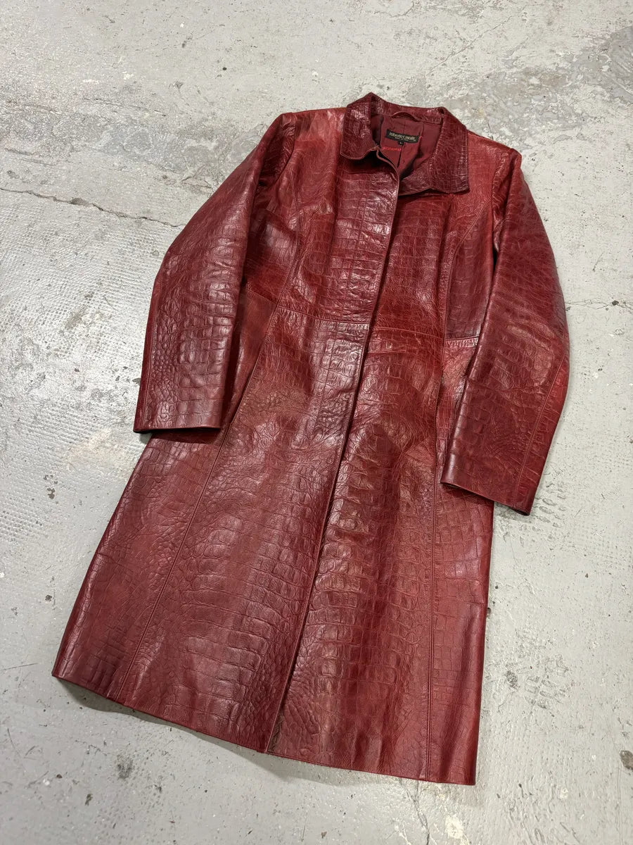 AW2000 Roberto Cavalli Red Crocodile Long Leather Jacket (L) haYMsAB 10